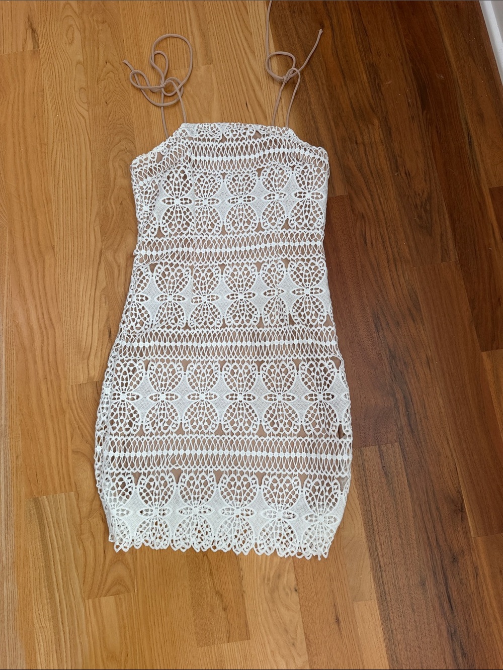 White Crochet Slip Dress with Spaghetti Straps